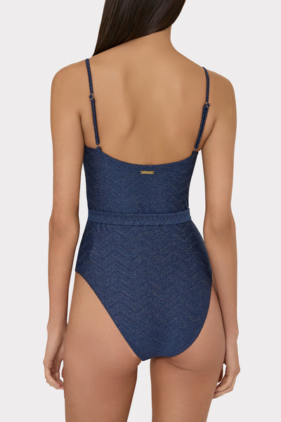 Chevron Belted One Piece Swimsuit in ...