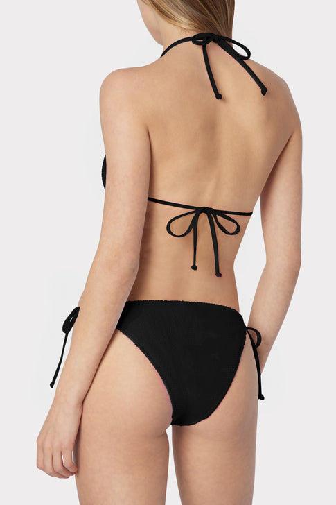 Textured Triangle Bikini Top Black Image 3 of 4