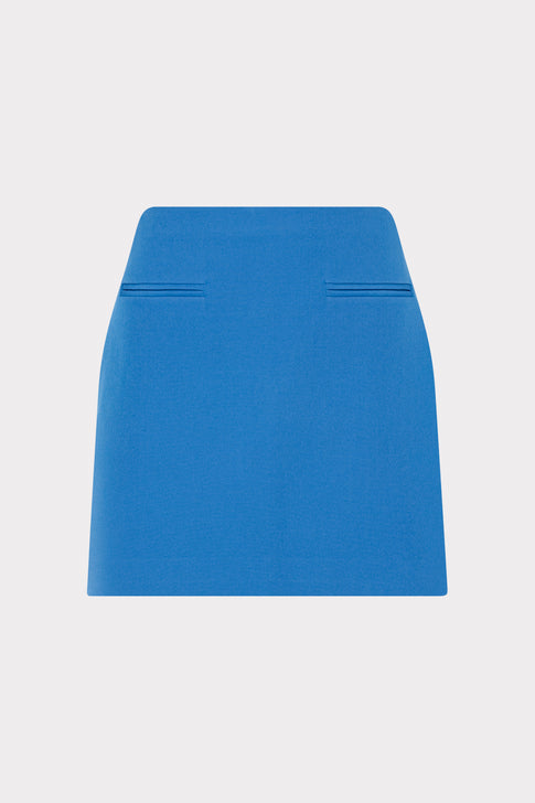 Classic Blue Cady Lizzy Mini Skirt - Front View | MILLY