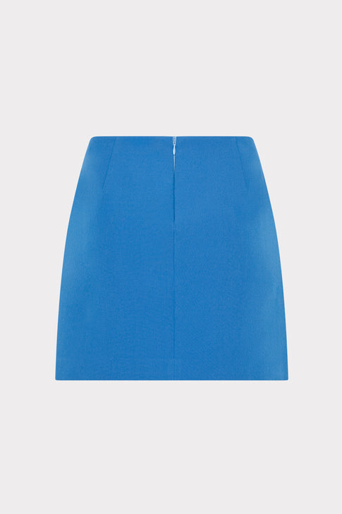 Classic Blue Cady Mini Skirt - Back View with Zipper | MILLY