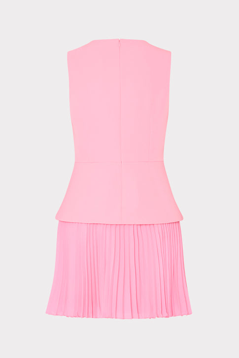 Baby Pink Haddy Pleated Mini Dress - Flat Lay Back View | MILLY
