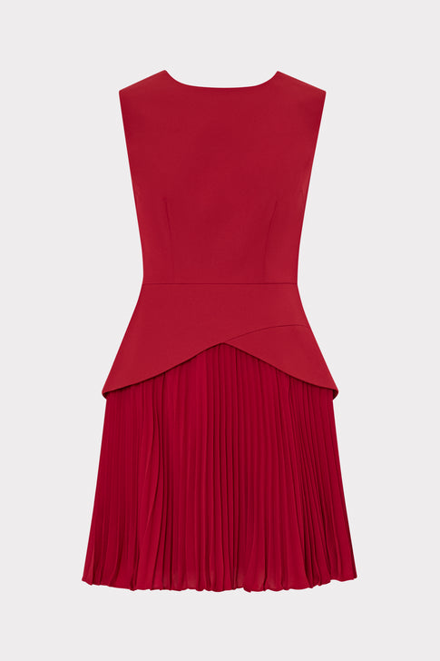 Haddy Pleated Mini Dress Wine Image 1 of 5