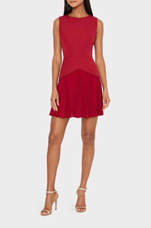 Haddy Pleated Mini Dress Wine Image 2 of 5