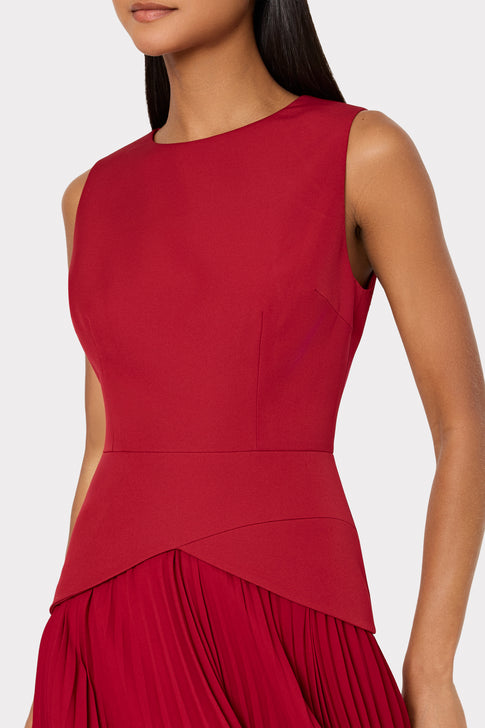 Haddy Pleated Mini Dress Wine Image 3 of 5