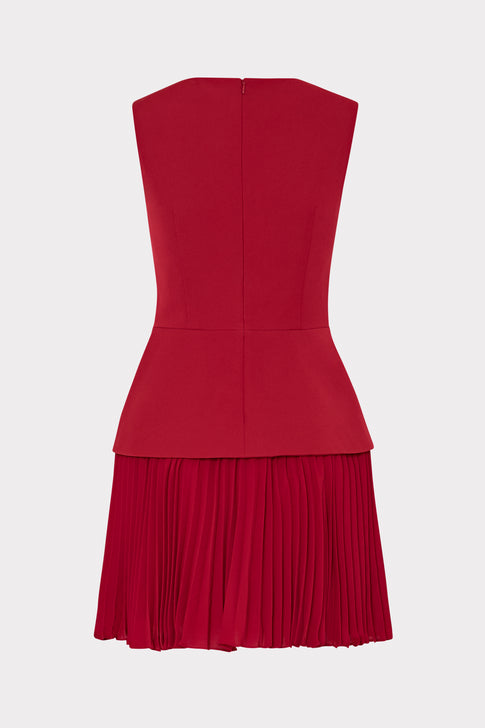 Haddy Pleated Mini Dress Wine Image 5 of 5