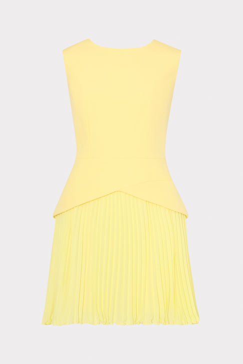Haddy Pleated Mini Dress in Yellow
