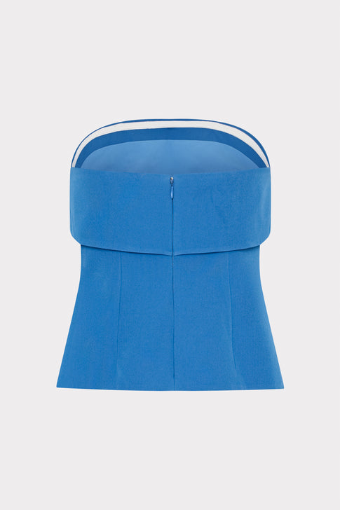 Classic Blue Tuala Cady Top - Back View with Side Slits | MILLY