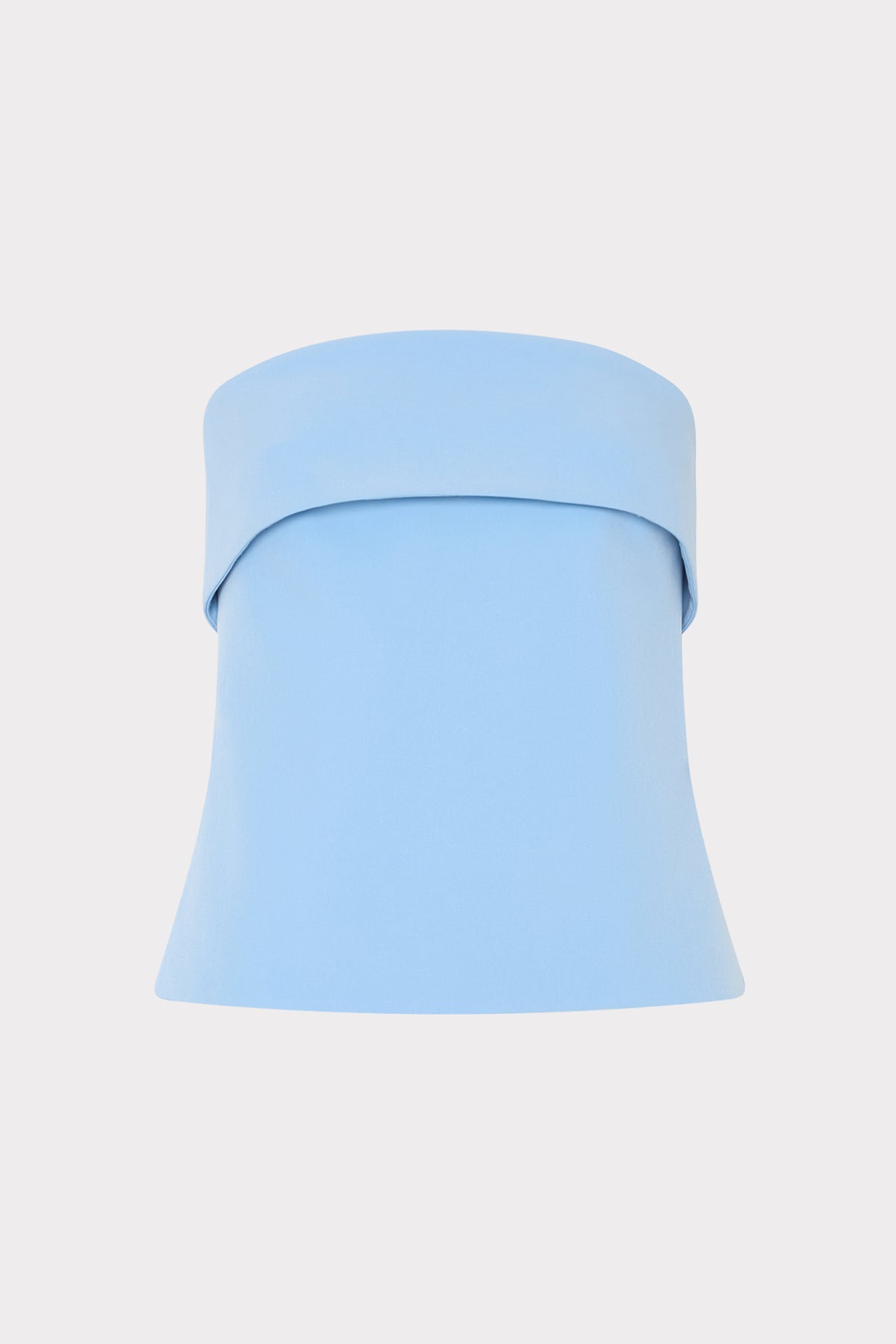 Light Blue Cady Strapless Tuala Top with Fold Detail - Flat Lay | MILLY