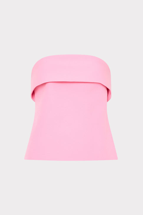 Pink Tuala Cady Strapless Top with Fold Detail - Front View | MILLY