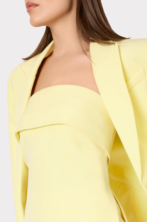 Yellow Cady Blazer and Strapless Top - Detail View | MILLY
