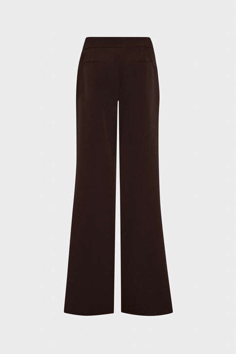 Brown Cady Wide-Leg Trousers - Back View, Flat | MILLY