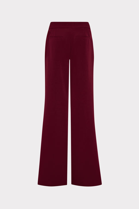 Burgundy Cady Wide-Leg Trousers - Back Flat View, Elegant Floor-Skimming Silhouette | MILLY