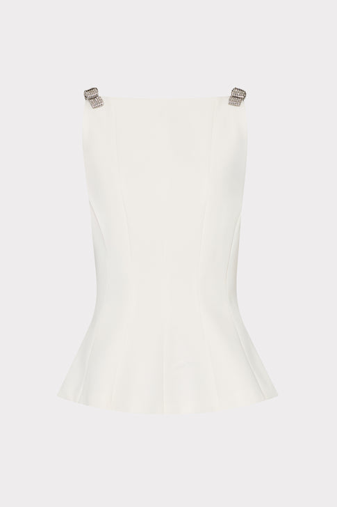 Ruby Cady Crystal Bow Sleeveless Top Ecru Image 1 of 4