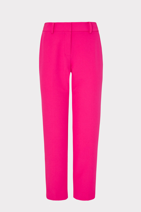 Bright pink pants on a light gray background