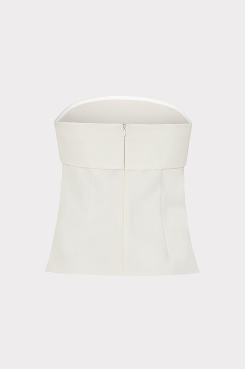Ecru Cady Tuala Strapless Top with Side Slits - Back View | MILLY