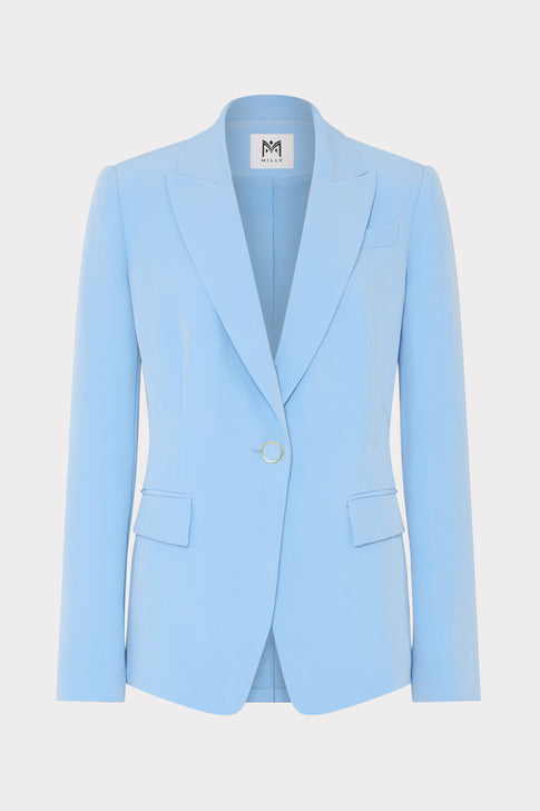 Light blue Avery Cady blazer with single button - Front View | MILLY