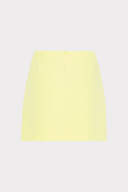 Yellow Cady Mini Skirt - Back View Flat Lay | MILLY