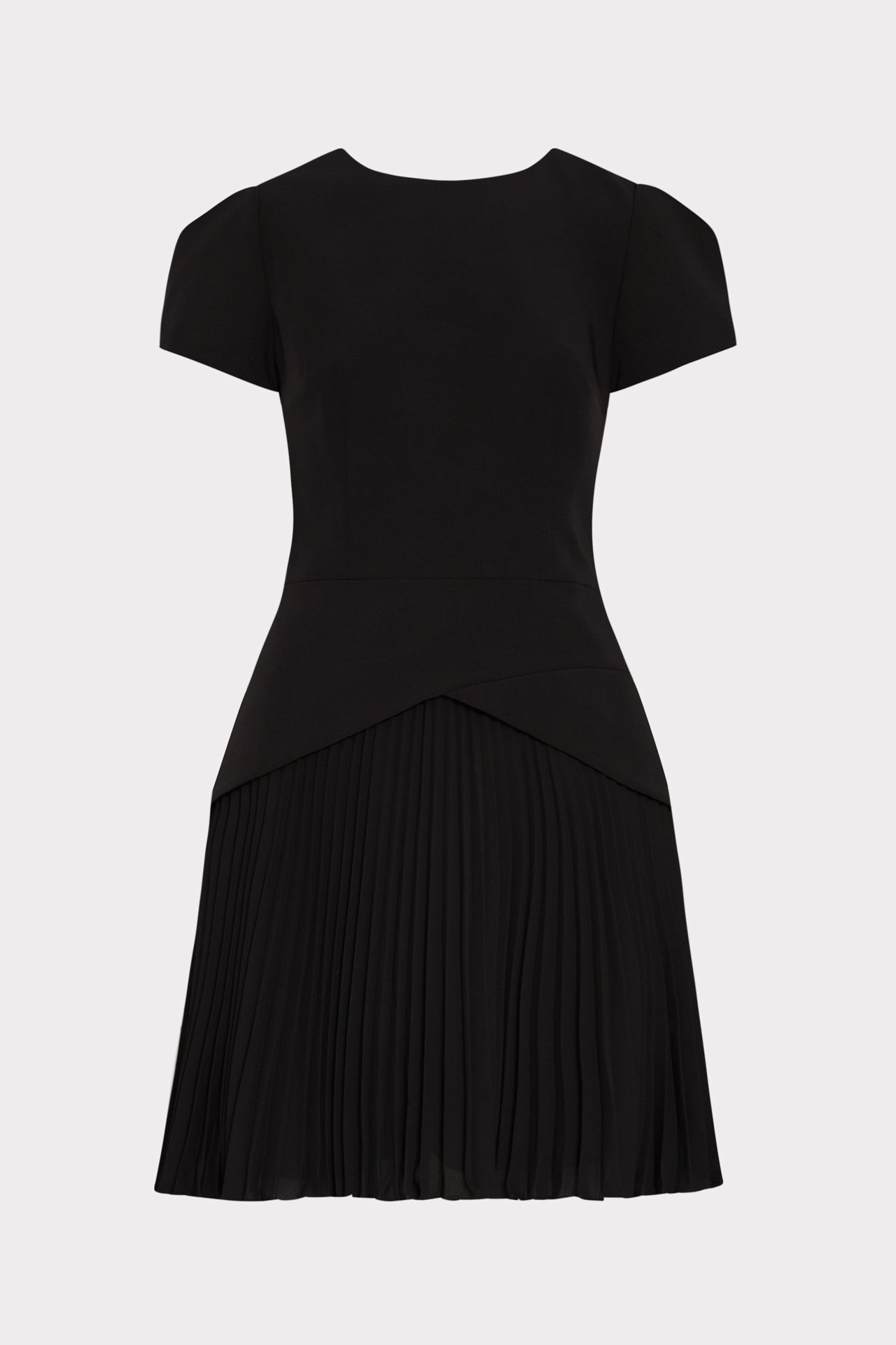 black pleated dress with sleeves Haddy Short Sleeve Mini in Size:15.5