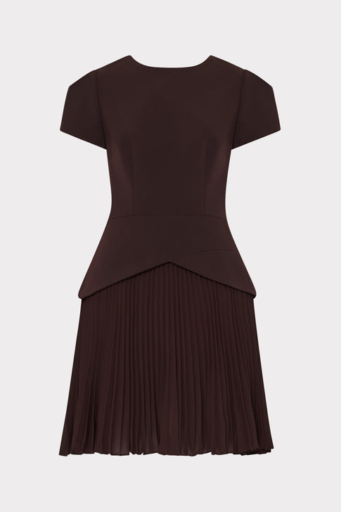 dark brown mini dress Haddy Pleated Short Sleeve in Lime Lush 20250519_FP Dresses Under $50 | Trouser Inseam:W34 L32