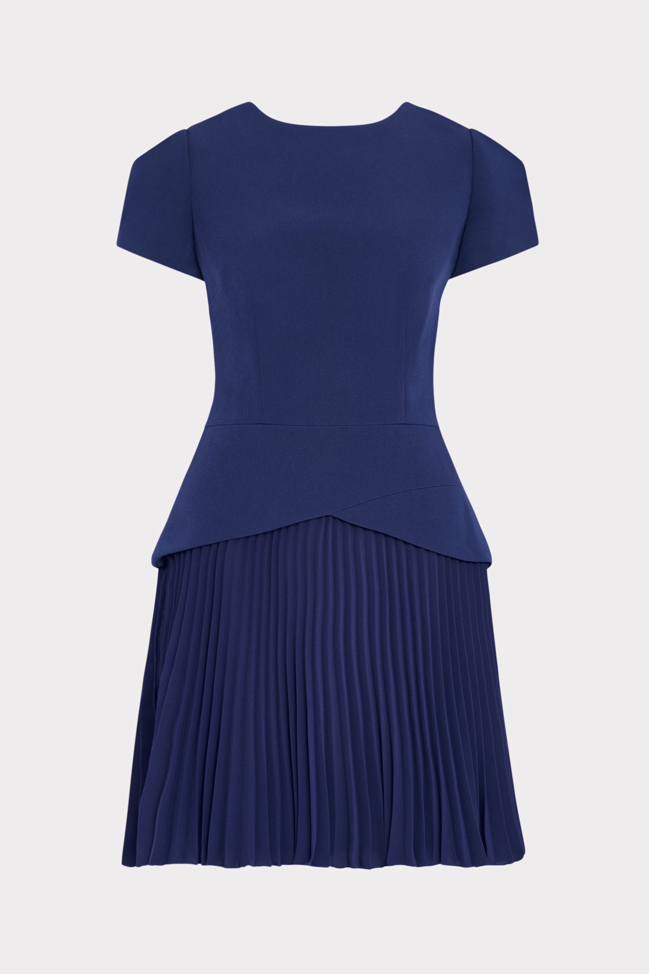 Haddy Pleated Short Sleeve Mini Dress in Navy