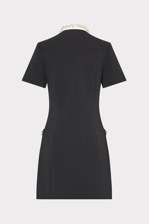 Sheelah Crystal Trim Short Sleeve Dress Black/White Image 4 of 4