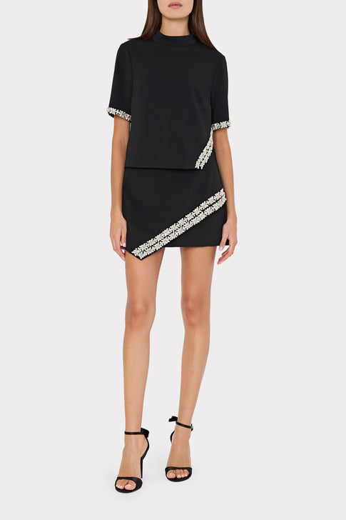 Ramona Crystal Trim Mini Skirt Black Image 2 of 5