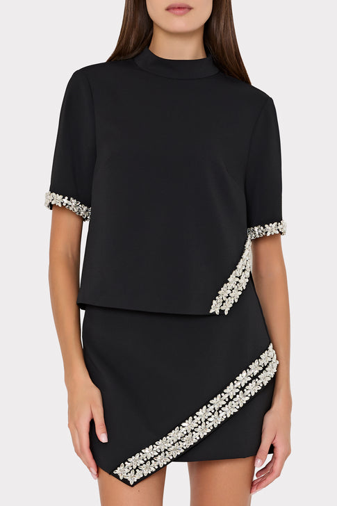 Ramona Crystal Trim Mini Skirt Black Image 3 of 5