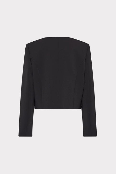 Black Selena Applique Cropped Jacket - Back View | MILLY