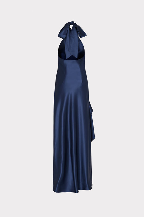 Roux Hammered Satin Gown Navy Image 4 of 4