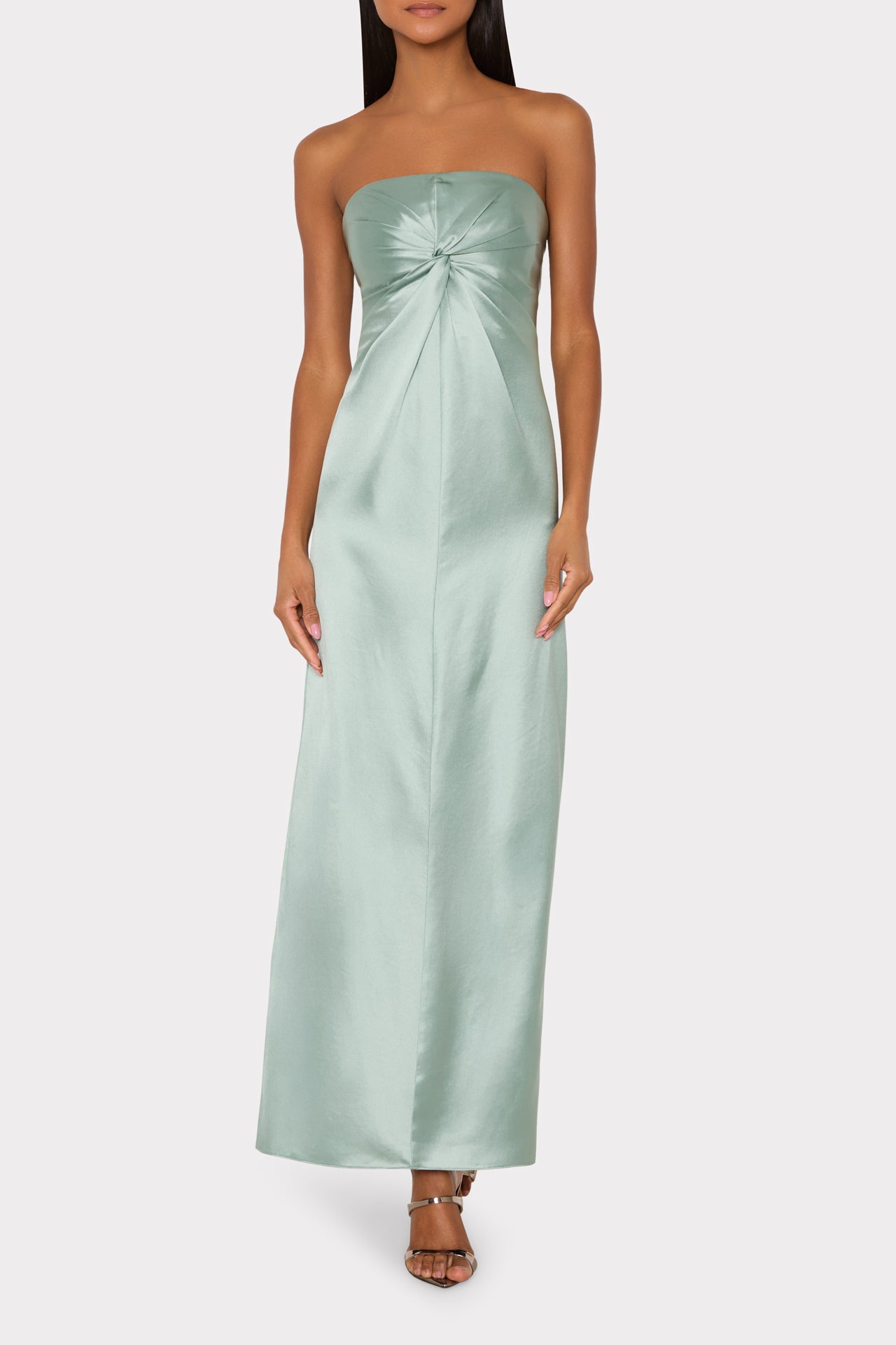 Michell Satin Maxi Dress in Sage | MILLY Michell Satin Maxi Dress in Sage | MILLY