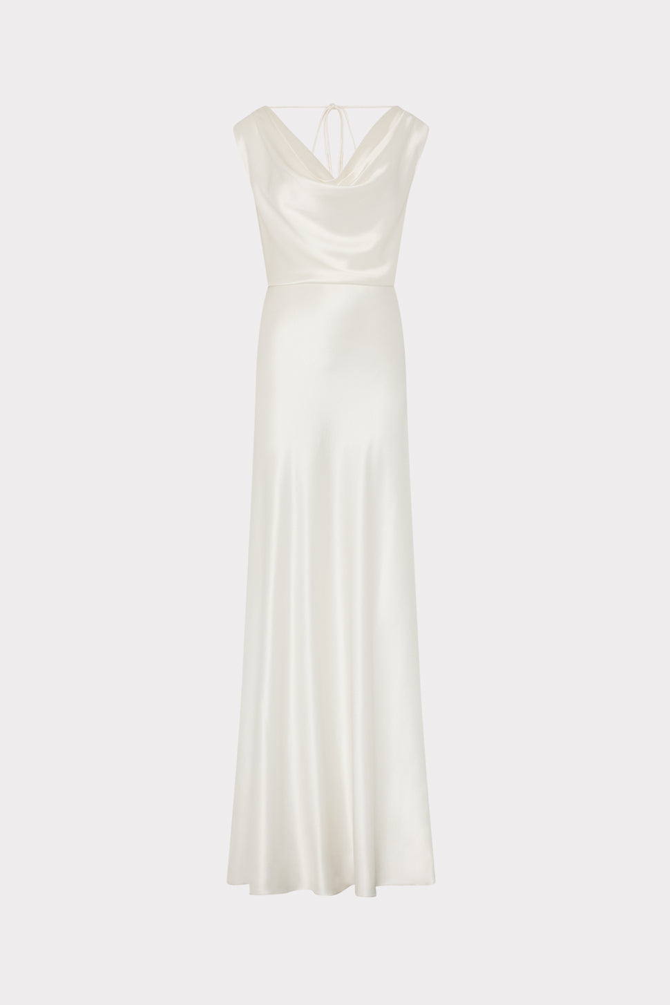 slim fit dress slacks Hammered Satin Cowl Neck Gown in White