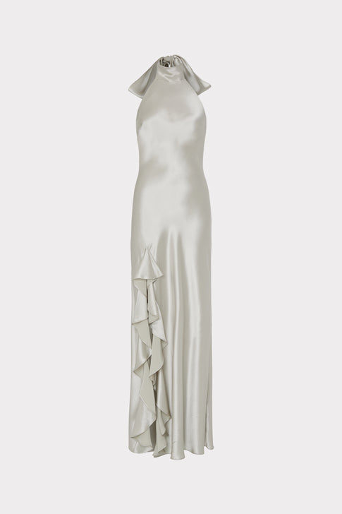 Roux Hammered Satin Gown Silver Image 1 of 4