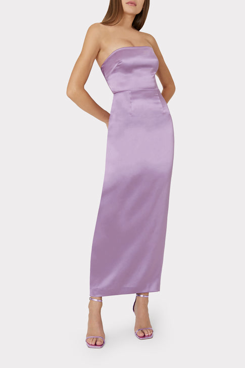 Riva Hammered Satin Gown Purple Image 3 of 5