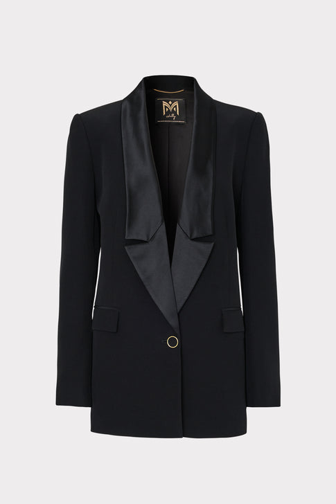 Stacy Hammered Satin Blazer Black Image 1 of 4