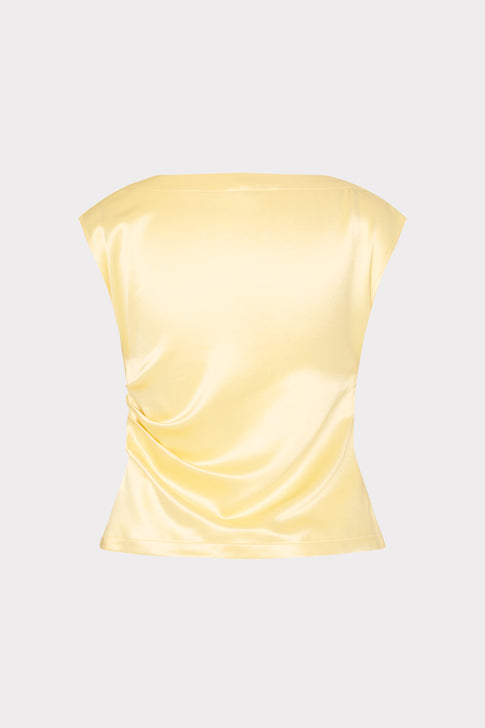 Gold hammered satin strapless top - Back View Flat Lay | MILLY