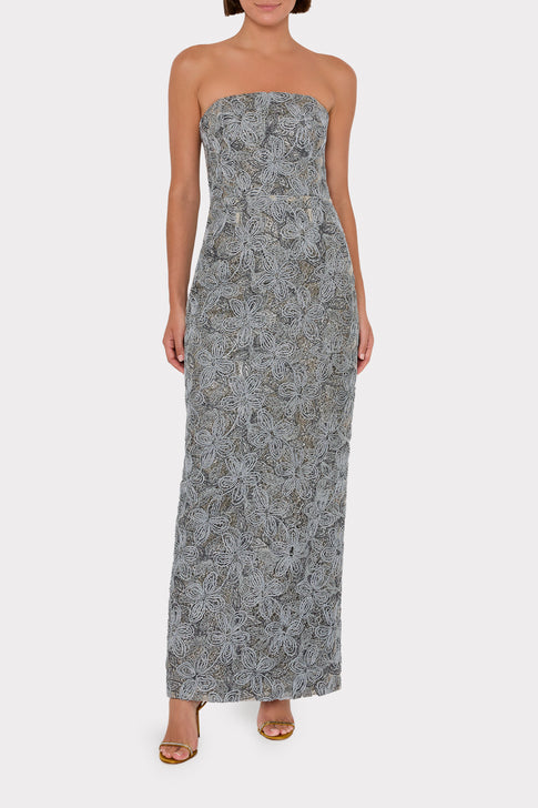 Meredith Embroidered Maxi Dress Silver Multi Image 2 of 5