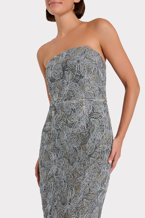 Meredith Embroidered Maxi Dress Silver Multi Image 3 of 5