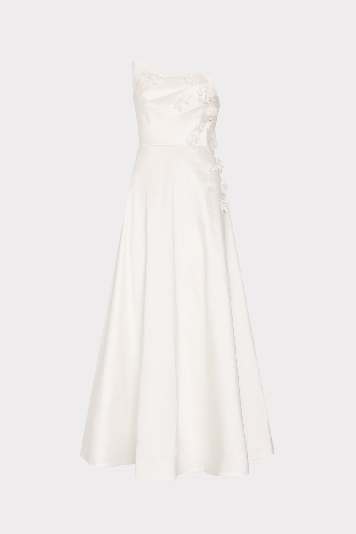 White strapless dress on a light gray background