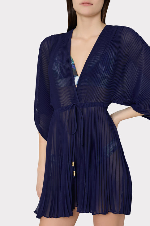 Solid Chiffon Tie Cover-Up Navy Image 3 of 5