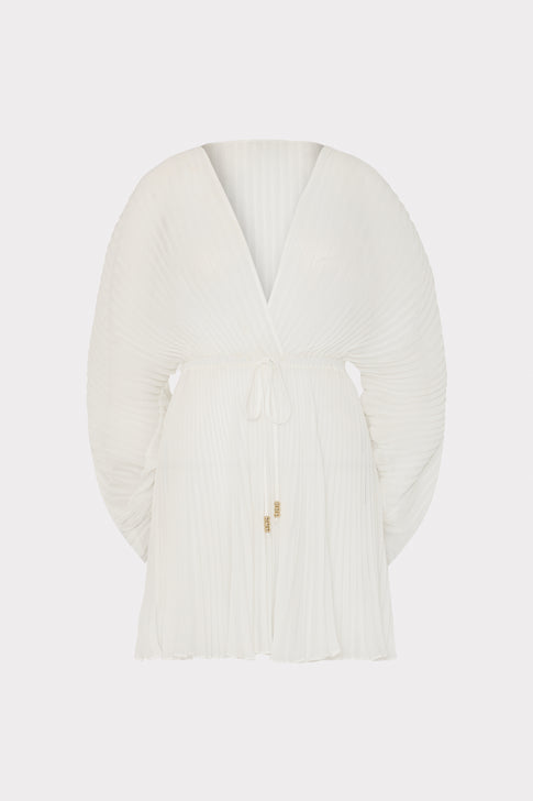 White Chiffon Pleated Tie Cover-Up - Flat Lay | MILLY
