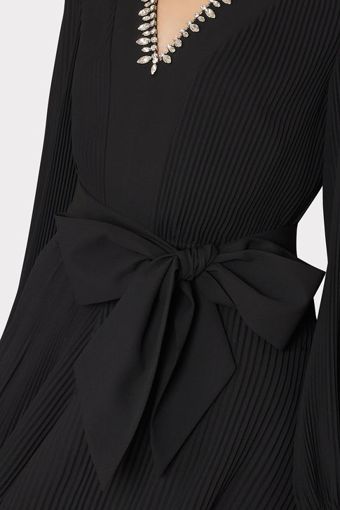 Liv Crystal Embellished Pleated Dress Black Image 3 of 4