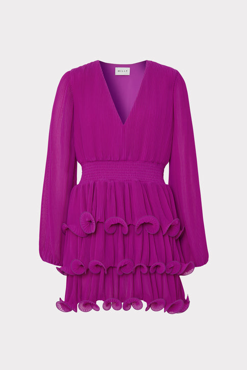 Ryan Pleated Chiffon Dress Fuchsia Image 1 of 4