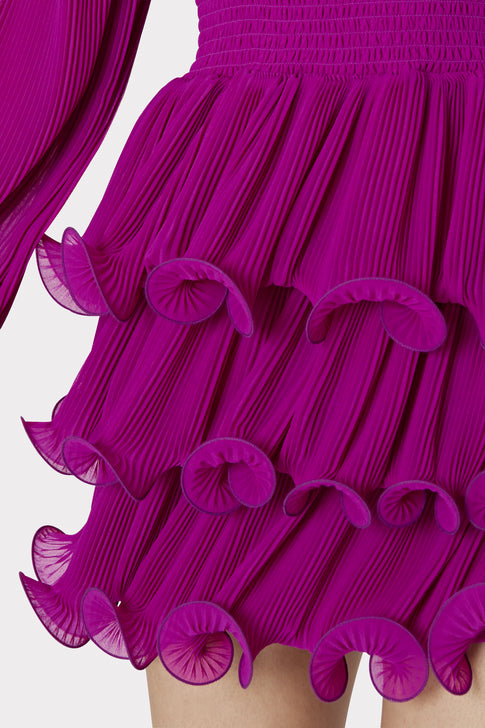 Ryan Pleated Chiffon Dress Fuchsia Image 3 of 4