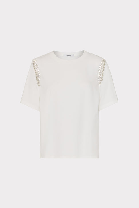 Avril Crystal Trim Tee White Image 1 of 4