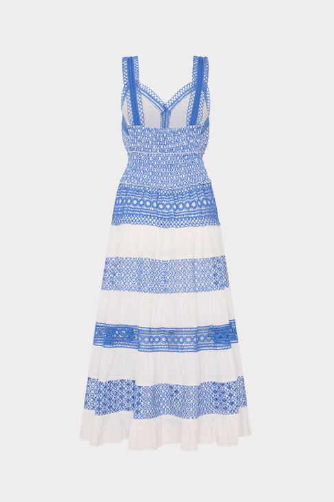 White Blue Eyelet Cover-Up Dress - Back Flat Lay | MILLY