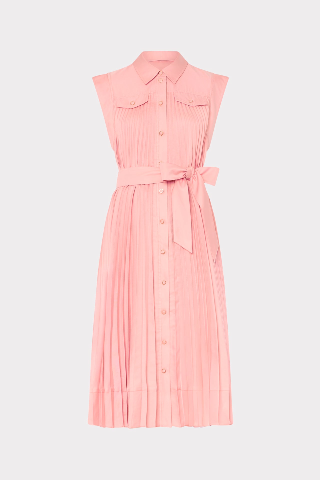 open lace back dress Johanna Pleated Twill Midi Dress in Blush