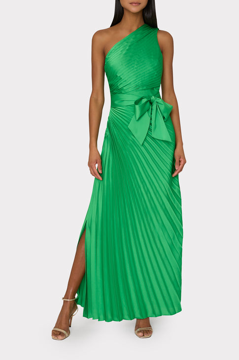 Estelle Satin Dress Green Image 2 of 5