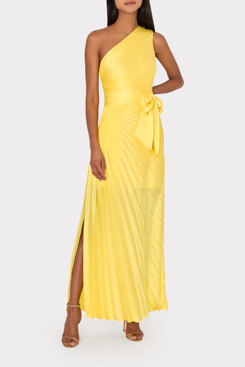 Estelle Satin Dress Yellow Image 2 of 5