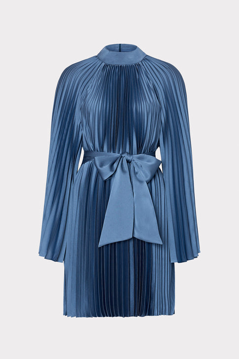Nandi Mock Neck Pleated Dress Stone Image 1 of 4