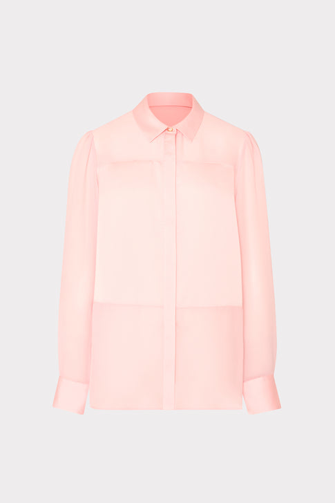 Andy Satin Combo Button Up Blouse Blush Image 1 of 5